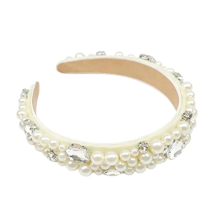 Pearl & Rhinestone Encrusted Statement Headband Tania Hird Designs