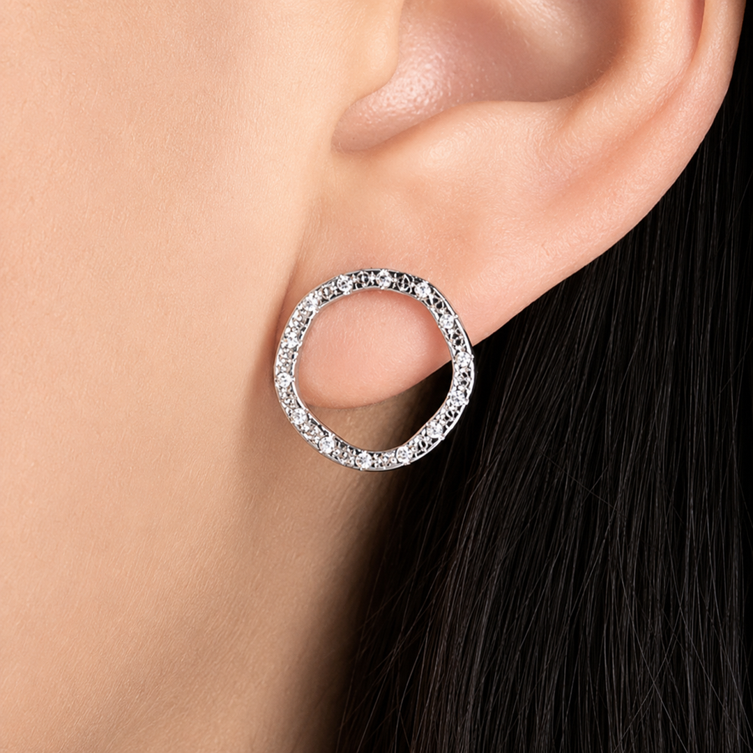 Rivière Circle Zirconia Sterling Silver Earrings - Image 1