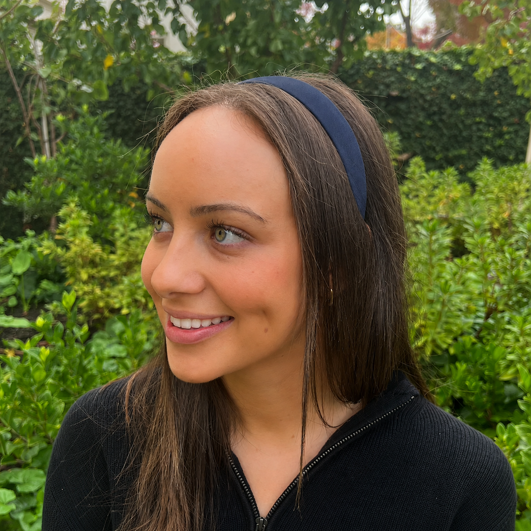 WS Satin Headband 2.5cm - Navy - Image 1