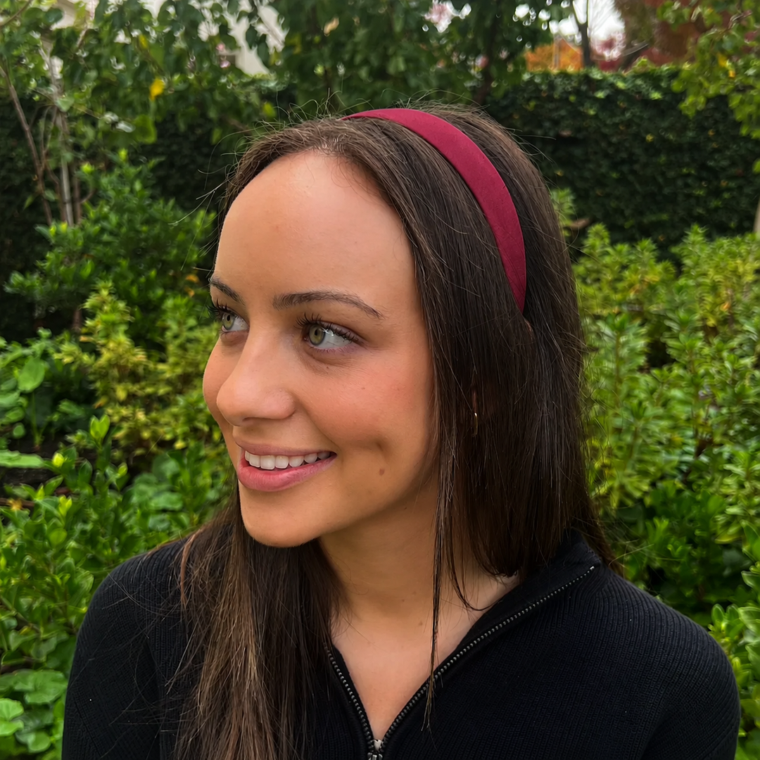 WS Satin Headband 2.5cm - Wine - Image 1