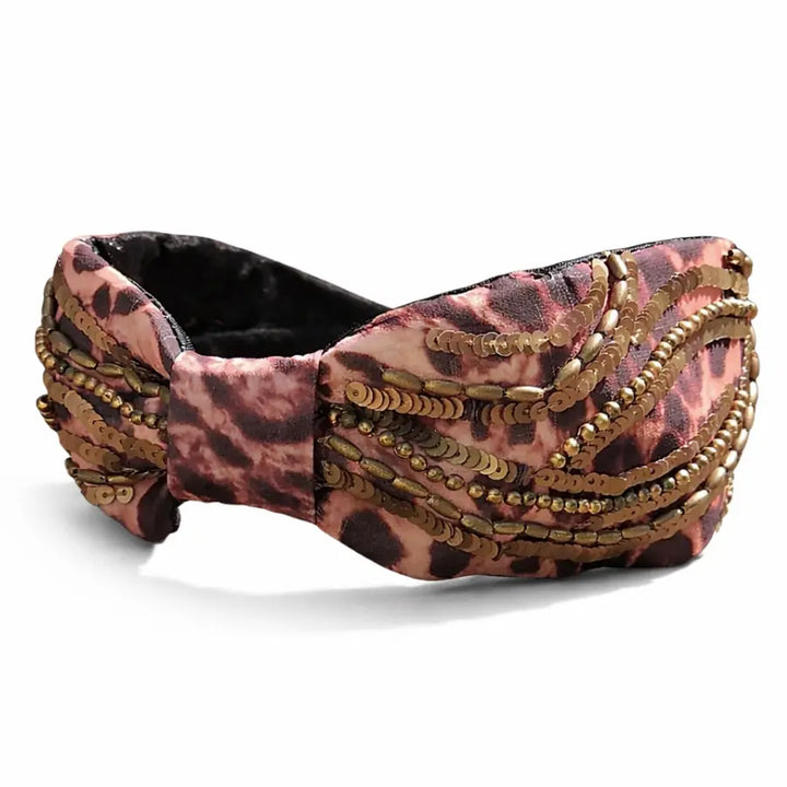 WS - Headband - Handbeaded 100%  Satin Structured - Sophia & Leopard Tania Hird Designs