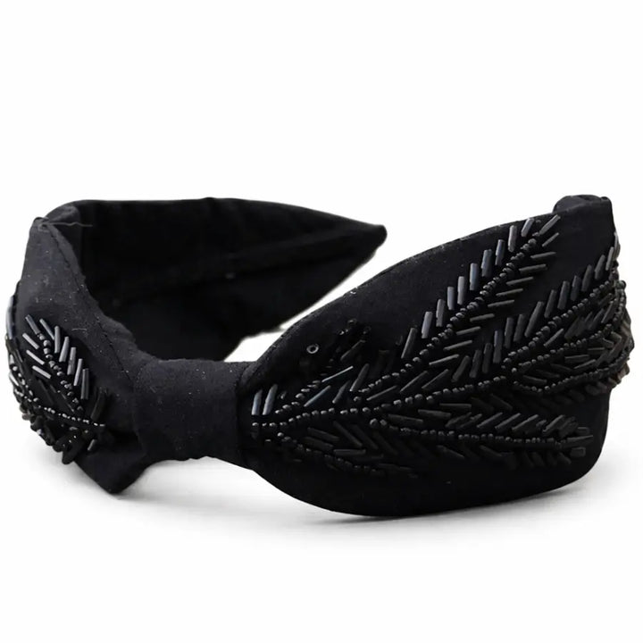 WS - Headband - Handbeaded 100% Linen Structured - Kate - Black Tania Hird Designs