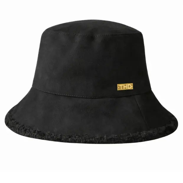 Vegan Suede Bucket Hat in Black Tania Hird Designs