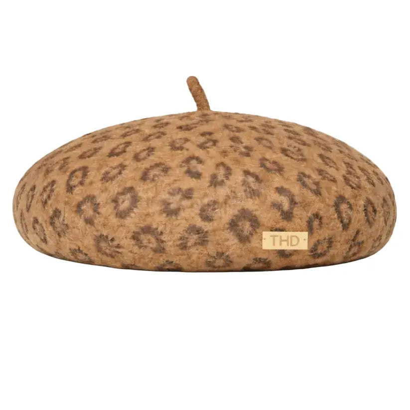 Lille Wool Leopard Beret - Brown Tania Hird Designs