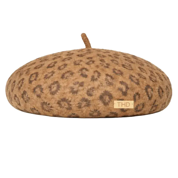 Lille Wool Leopard Beret - Brown Tania Hird Designs