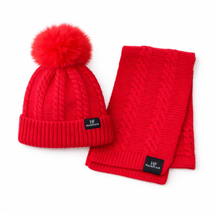 KIDS Beanie & Scarf - Red  - 1- 4yr