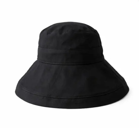 Hats - Oversized Brim Bucket Cottonblend in linen look Black Tania Hird Designs