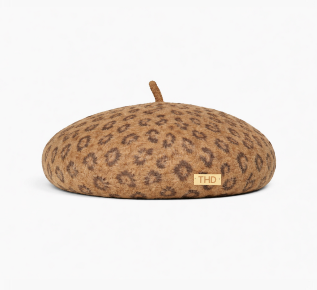 Lille Wool Leopard Beret - Brown
