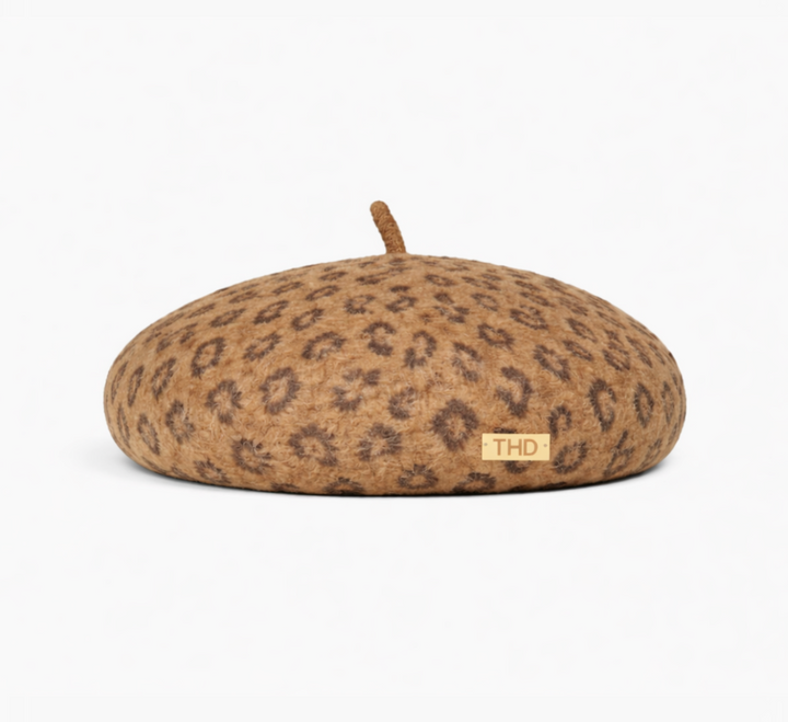 Lille Wool Leopard Beret - Brown