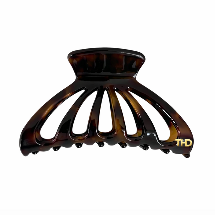 Large Acetate Cutout Hair Claw in Dark Tortoise Tania Hird Designs