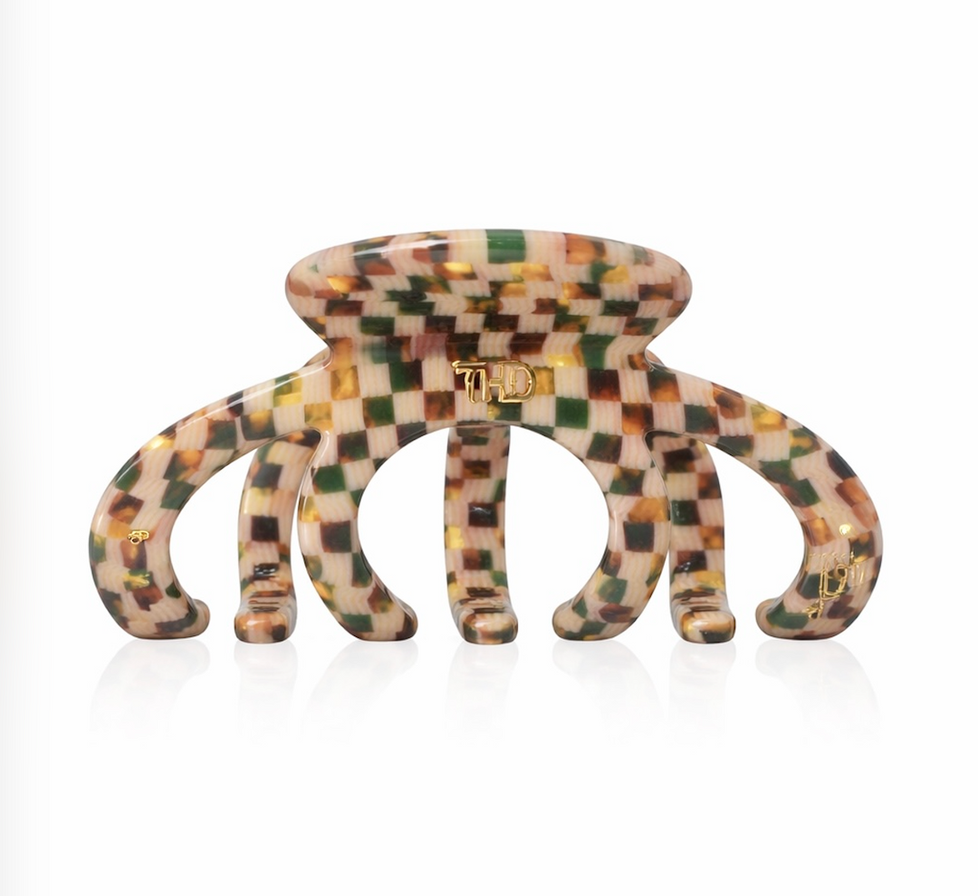 Acetate Octopus Hair Claw 6.8cm in Green Gold Check HairFlairAus by THD