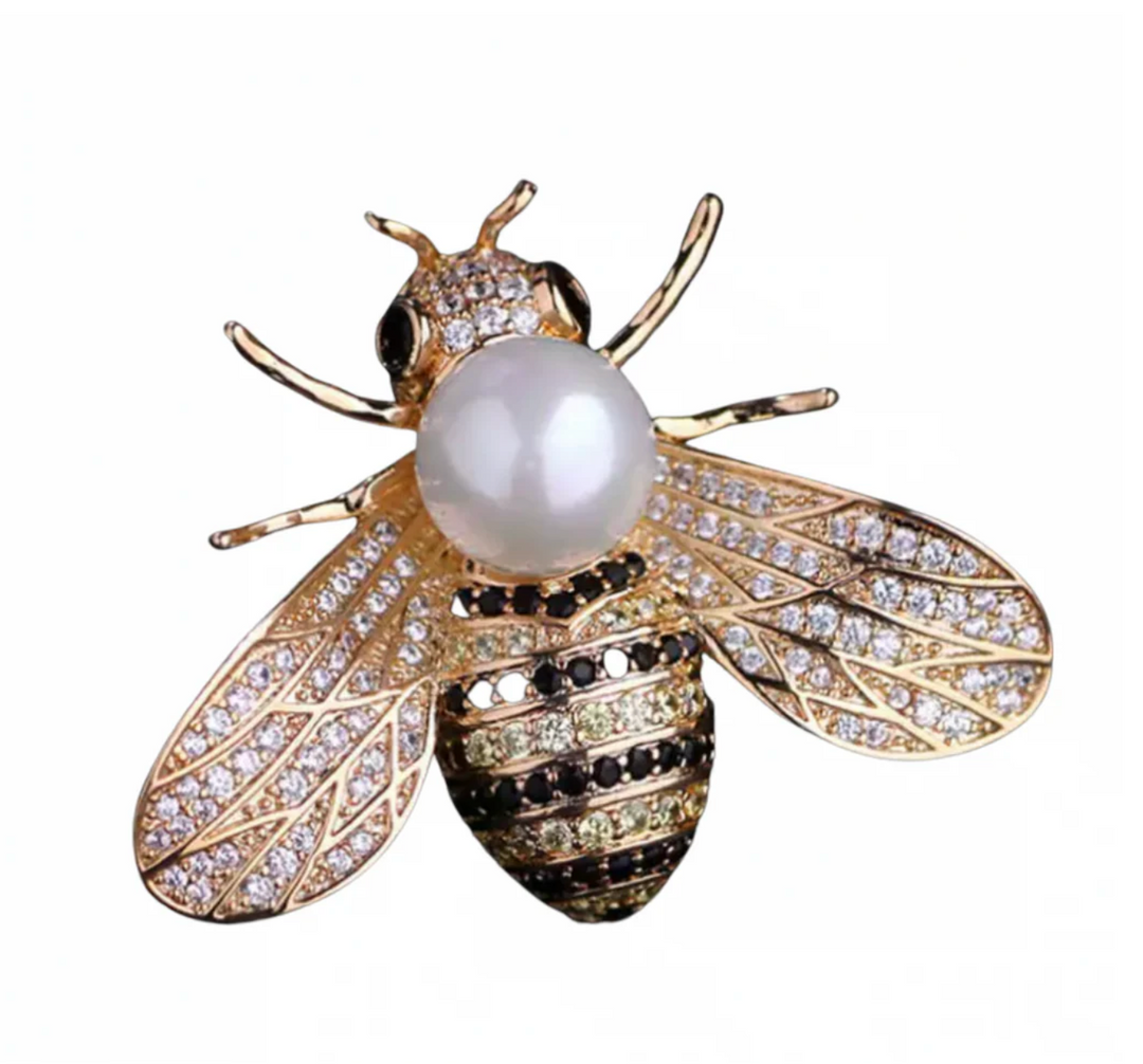 Brooch Pearl Bee - Gold