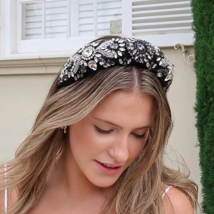 WS Selene Statement Headband - Black & Crystals - Image 1