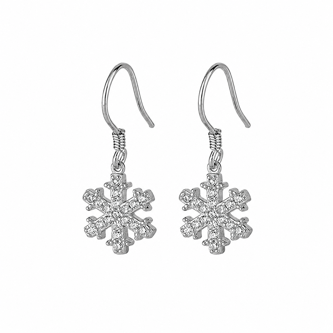 Snowflake Silver Earrings - Silver