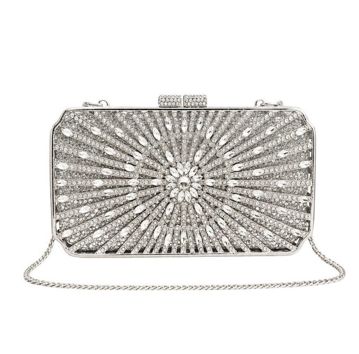 WS the Solara Crystal Handcrafted Clutch Bag Silver - Silver - Hero