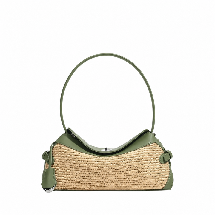 WS St Margaux Raffia and Cowhide Bag - Green - Hero