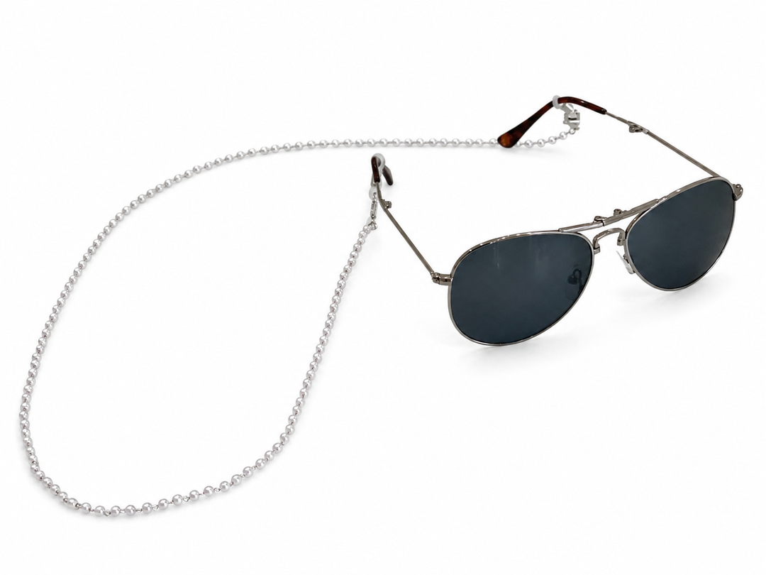 WS Glasses / Sunglasses Chain Pearl - Pearl & Silver - Image 1