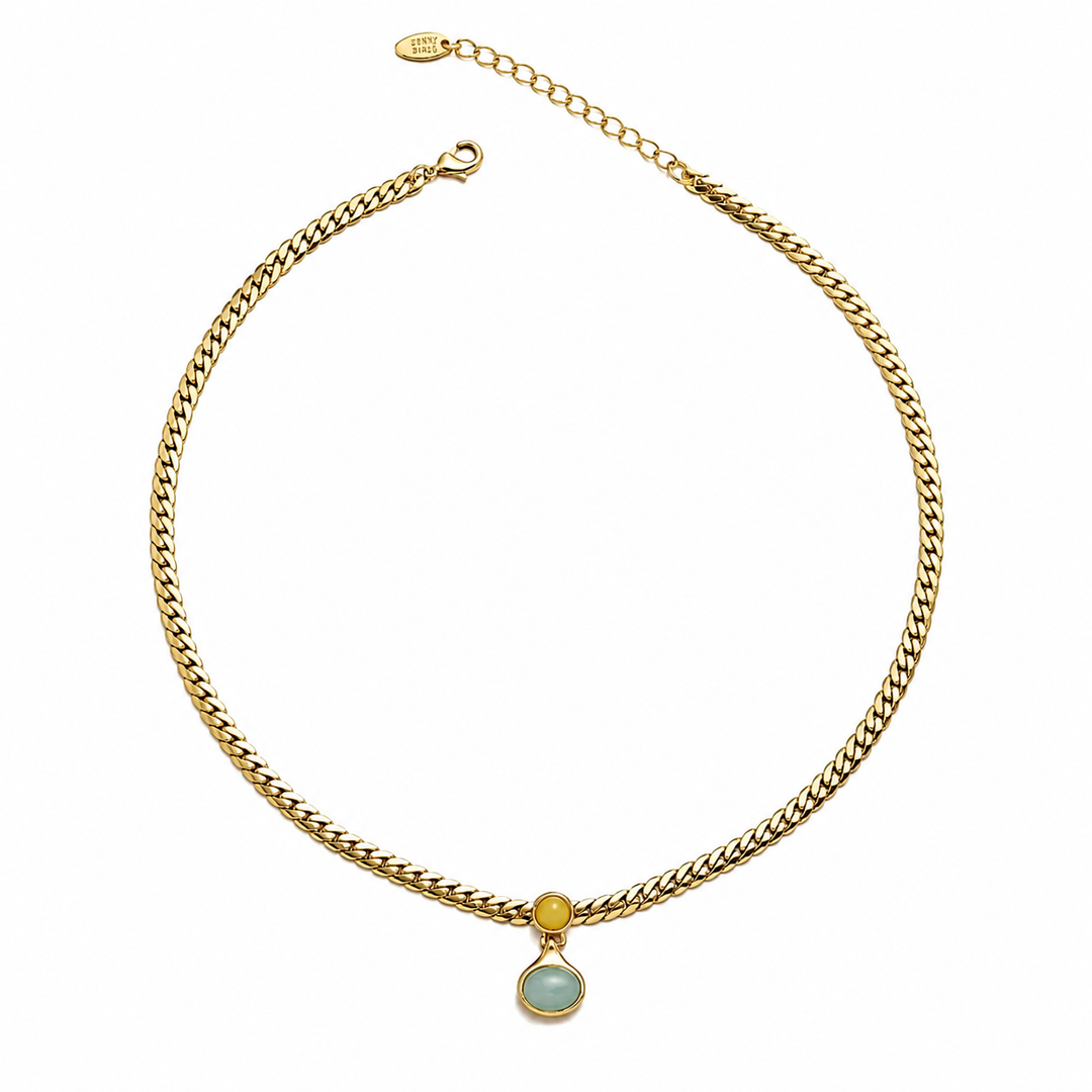 WS Taylor Drop Necklace - Gold & Green