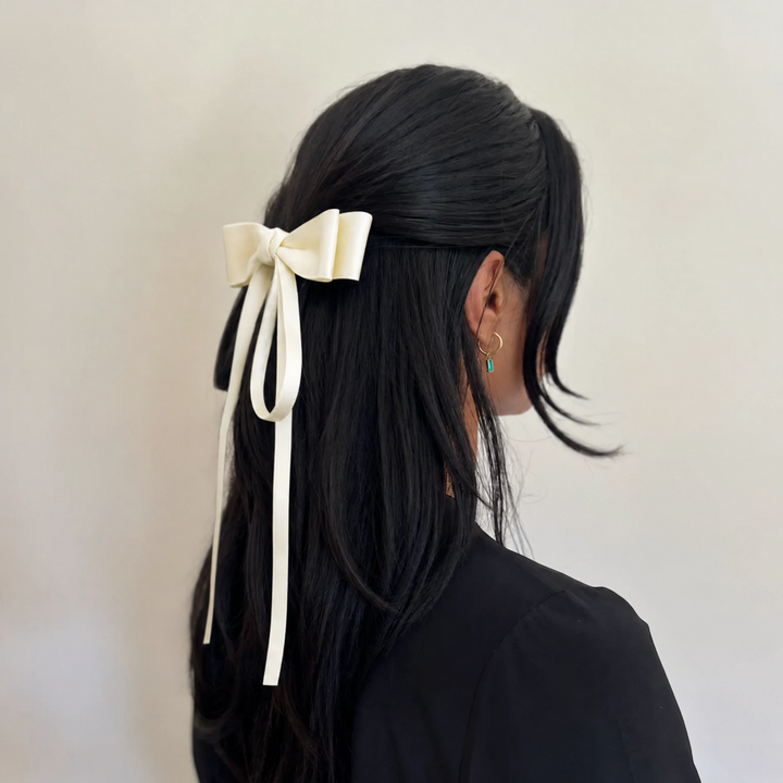 WS The Jennifer Bow Barette Wide - Ivory - Image 1