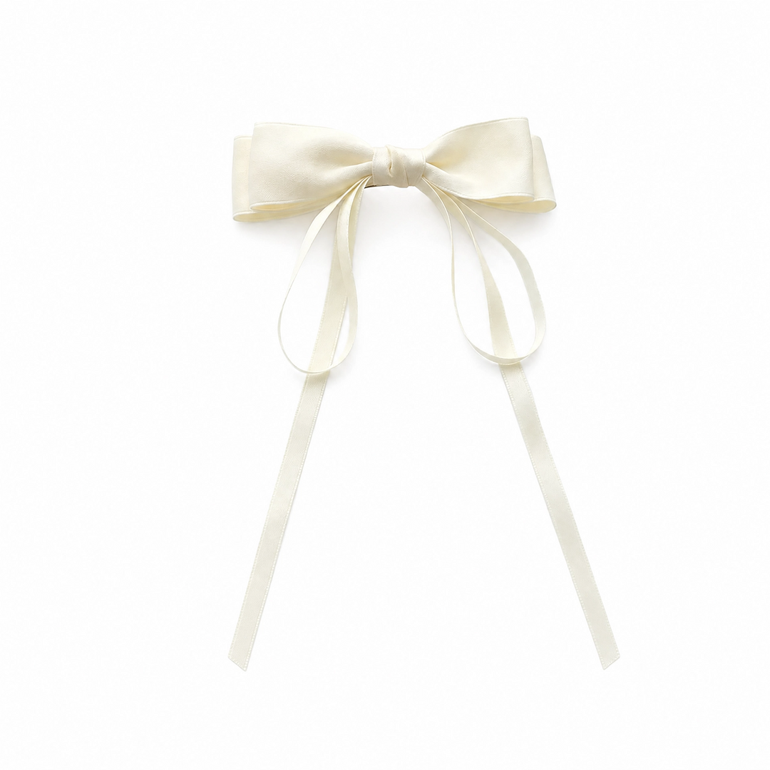 WS The Jennifer Bow Barette Wide - Ivory - Hero