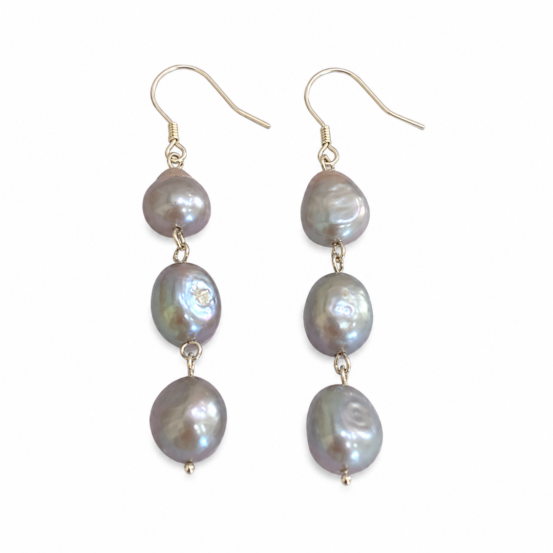 WS Trinity Pearl Earrings - Grey - Hero