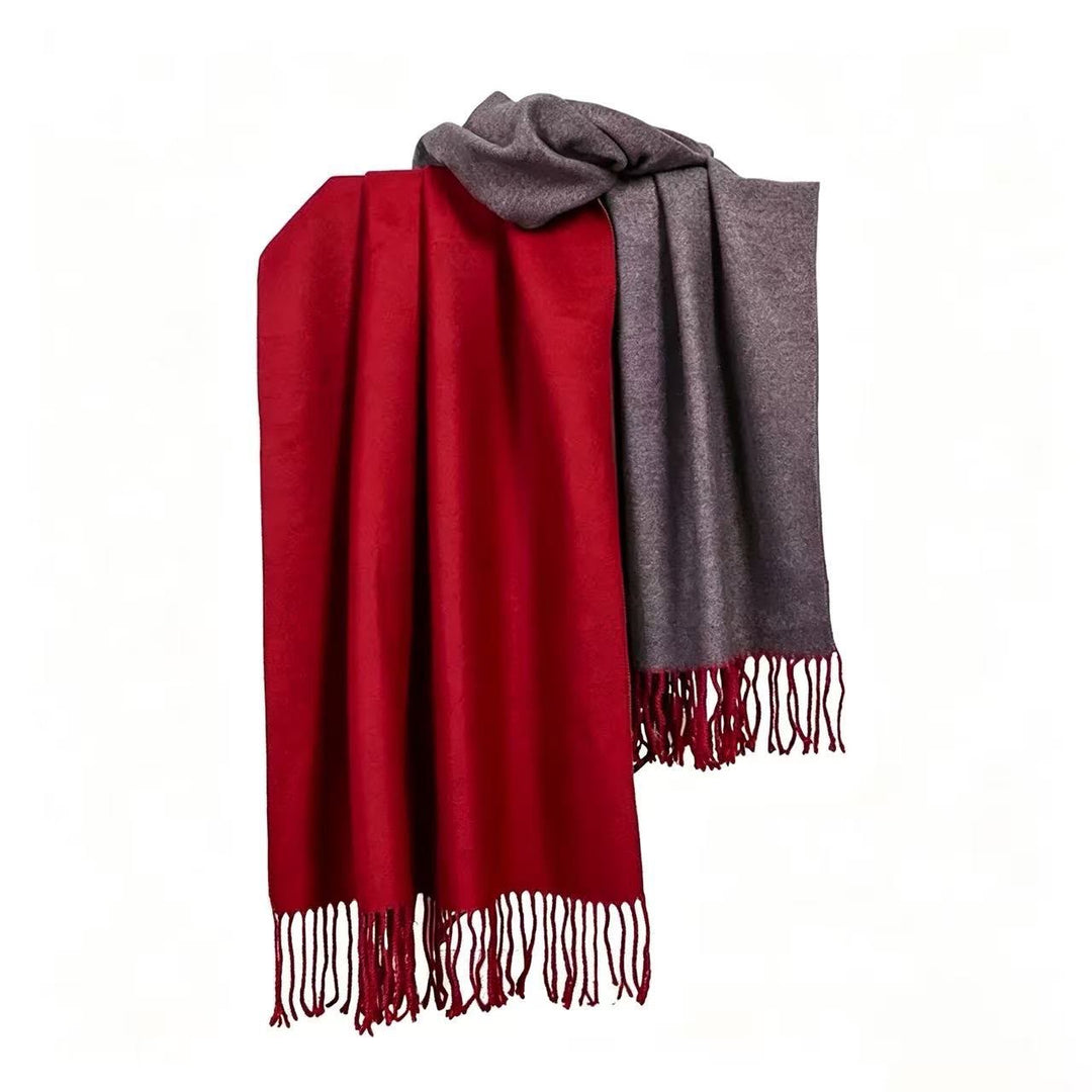WS Two Tone Scarf - Wine and Grey - Hero