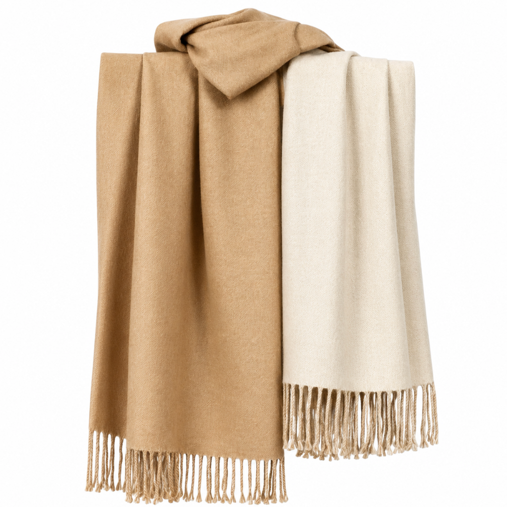 WS Two Tone Scarf - Camel and Beige - Hero
