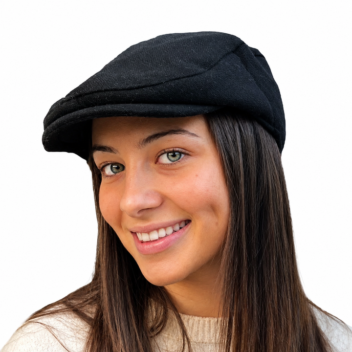 Unisex Newsboy Cap - Black - Image 2