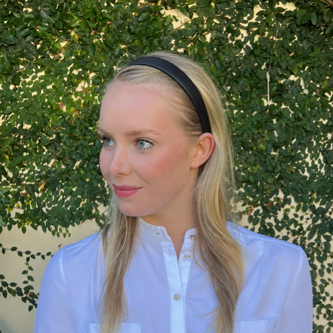 WS Vegan Leather Headband 2.2cm - Black - Image 1