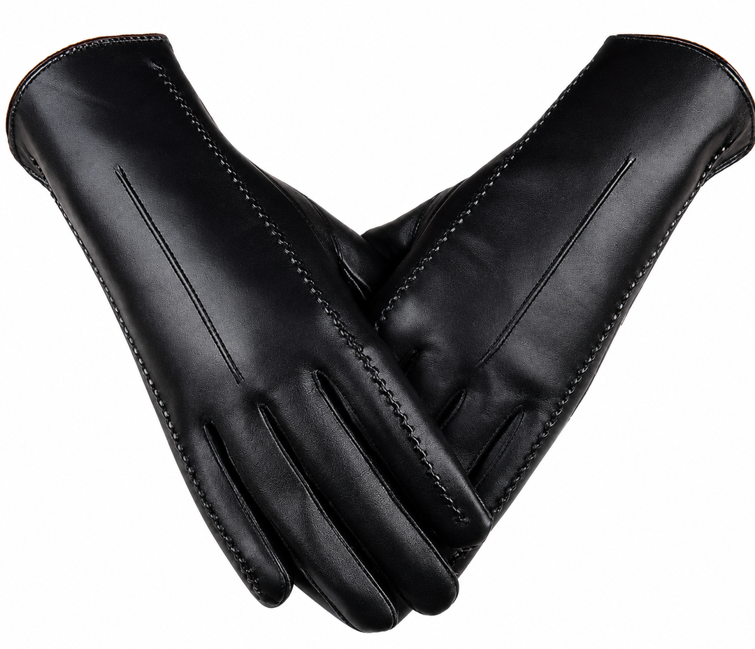 WS - Vegan Leather Touchscreen Gloves - Black - Black