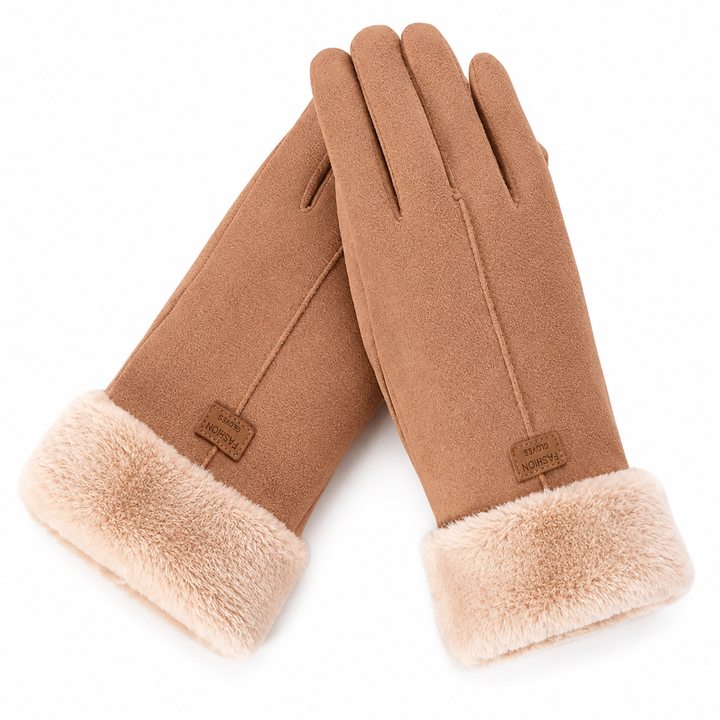 WS Vegan Suede Touchscreen Gloves - Tan