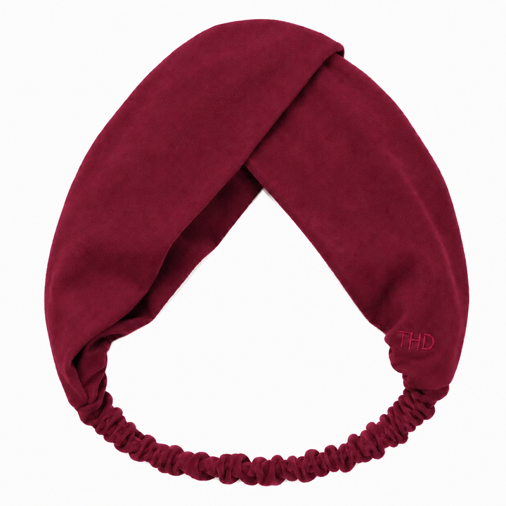 WS Vegan Suede Twisted Elastic Headband - Wine