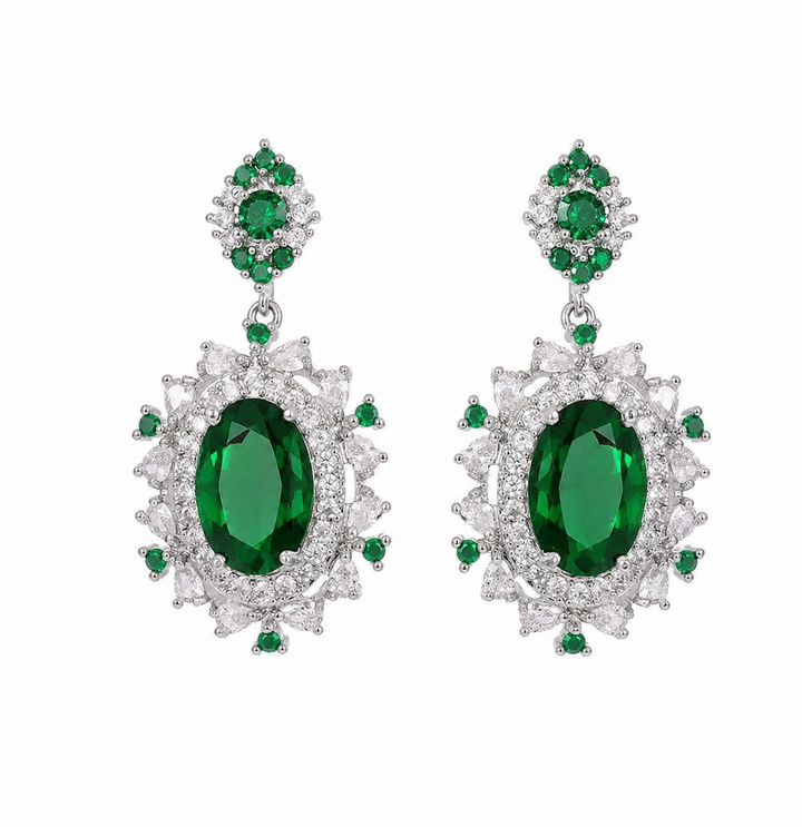 WS Verdell Earrings - Emerald & Diamond - Hero