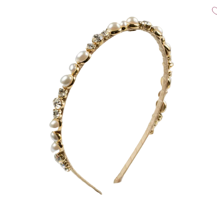WS Verity Pearl & Crystal Headband - Nude - Hero