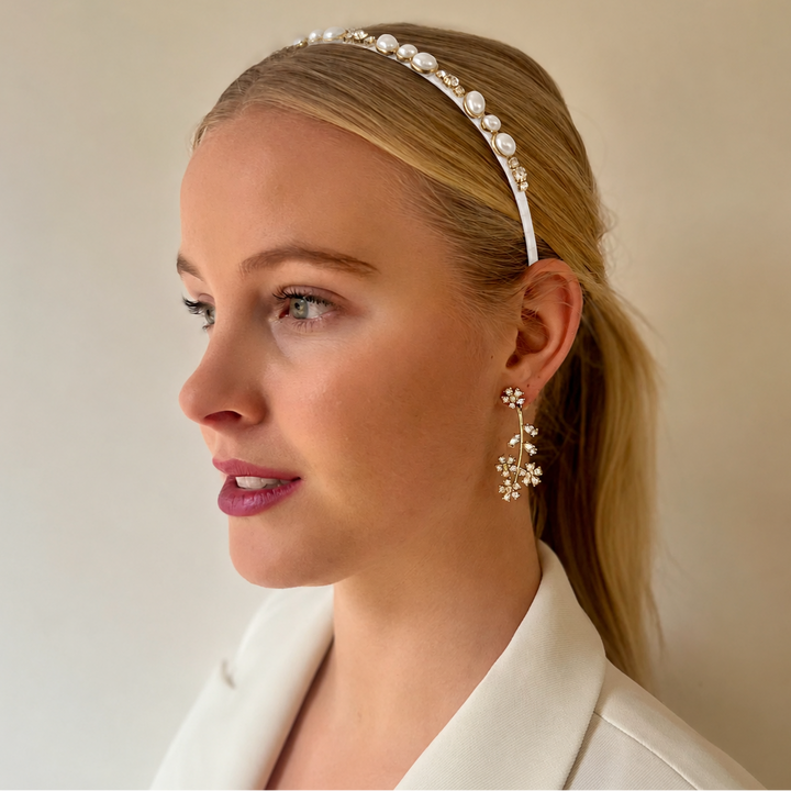 WS Verity Pearl & Crystal Headband - White - Image 1