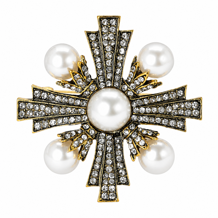 WS Victoria Cross Brooch - Pearl & Gold