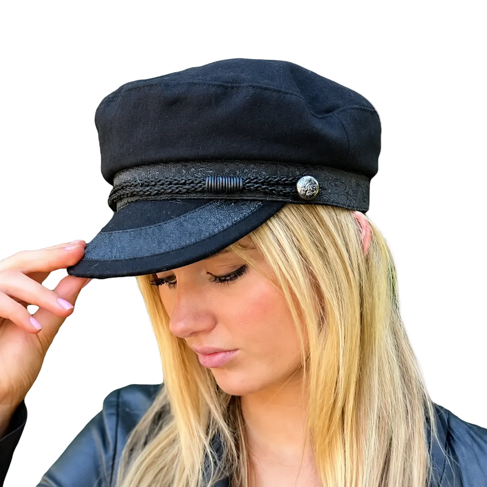 WS Military Newsboy Cap - Black - Image 1
