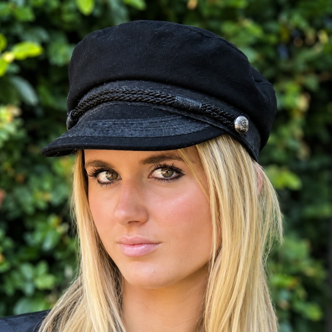 WS Military Newsboy Cap - Black - Image 3