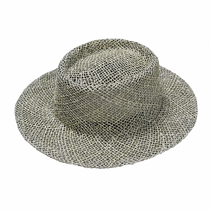 Woven Seagrass Boater Hat 7cm Brim with Optional Grossgrain Ribbon - Seagrass - Hero