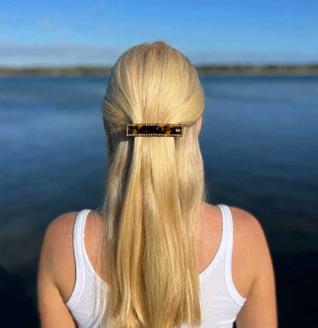 WS Acetate Barette with Crystals - Gaia Tortoise - Image 1