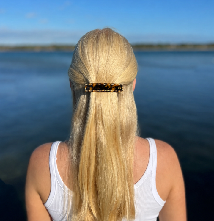 WS Acetate Barette with Crystals - Gaia Tortoise - Image 1