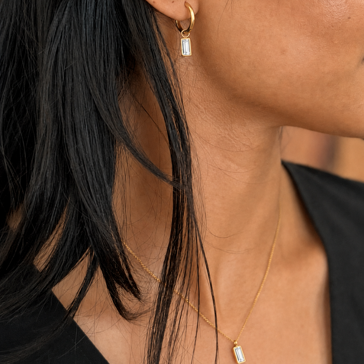WS Baguette Necklace on Gold - Clear - Image 1