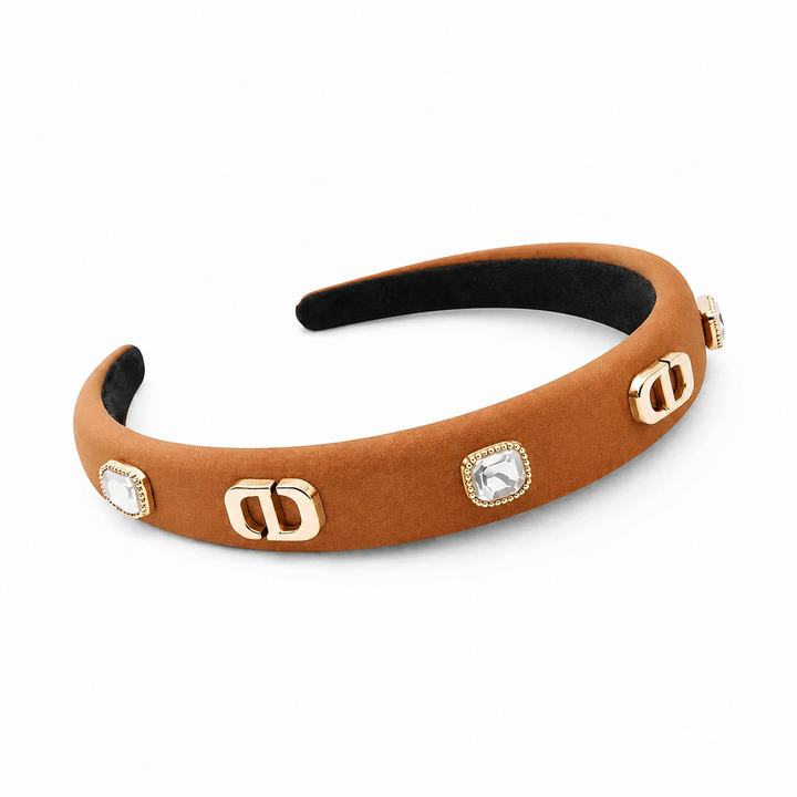 WS CD Metal Detail Headband - Tan - Hero