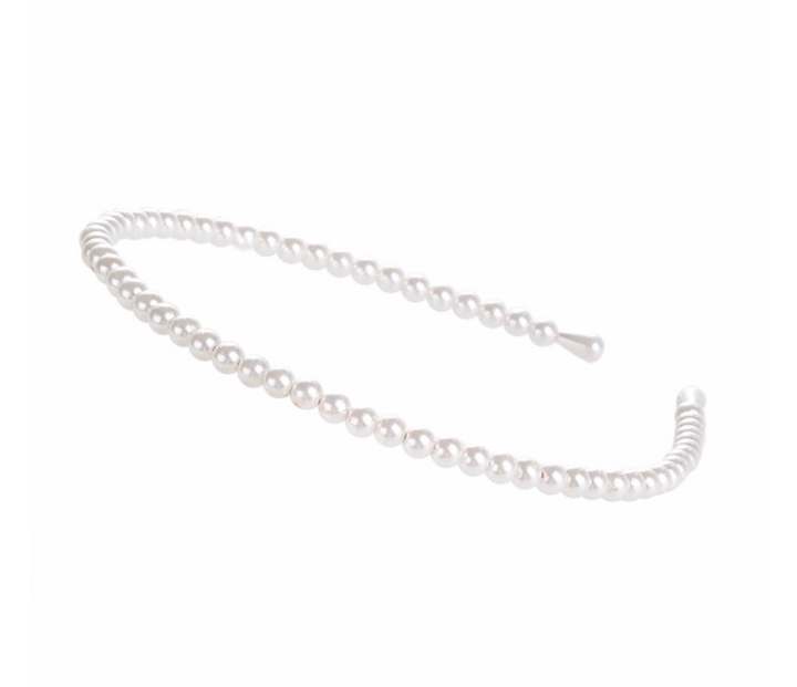 Headband - White Faux Pearl Slim