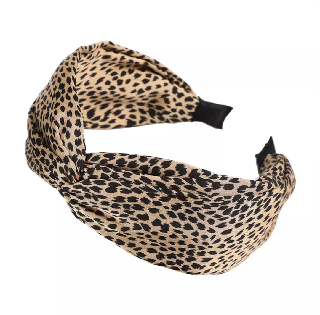 Headband Leopard Twist in Camel