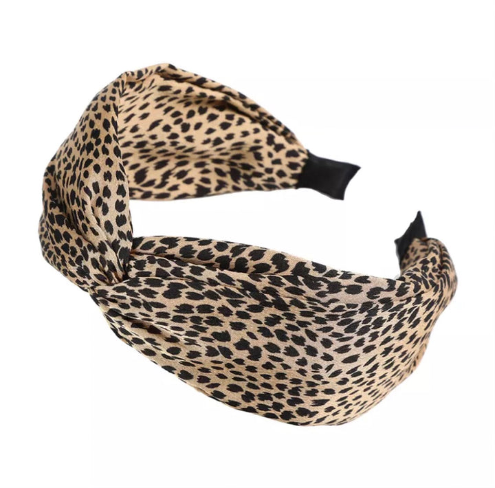 Headband Leopard Twist in Camel