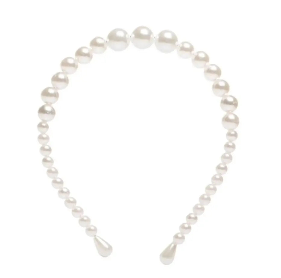 WS Headband - double faux pearl set with linen pouch