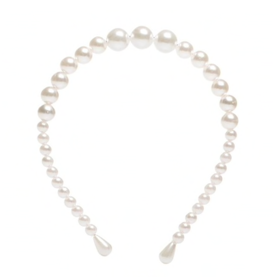 Headband - double faux pearl set with linen pouch