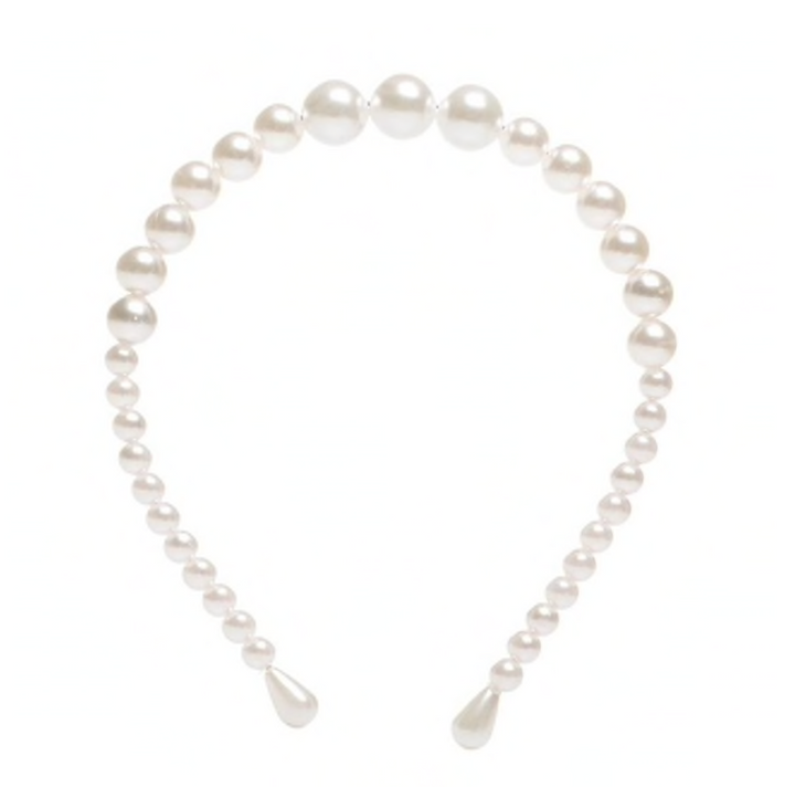 Headband - double faux pearl set with linen pouch