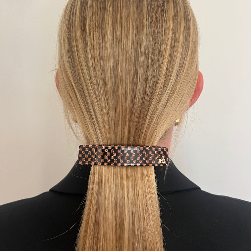 WS - Acetate Barrette - Copper Black Check